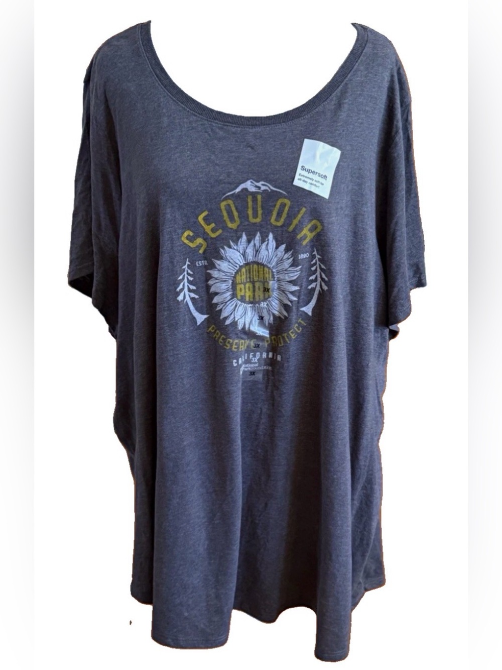 NWT Sonoma Supersoft Gray Sequoia National Park Graphic Tee Shirt Top Plus 3X